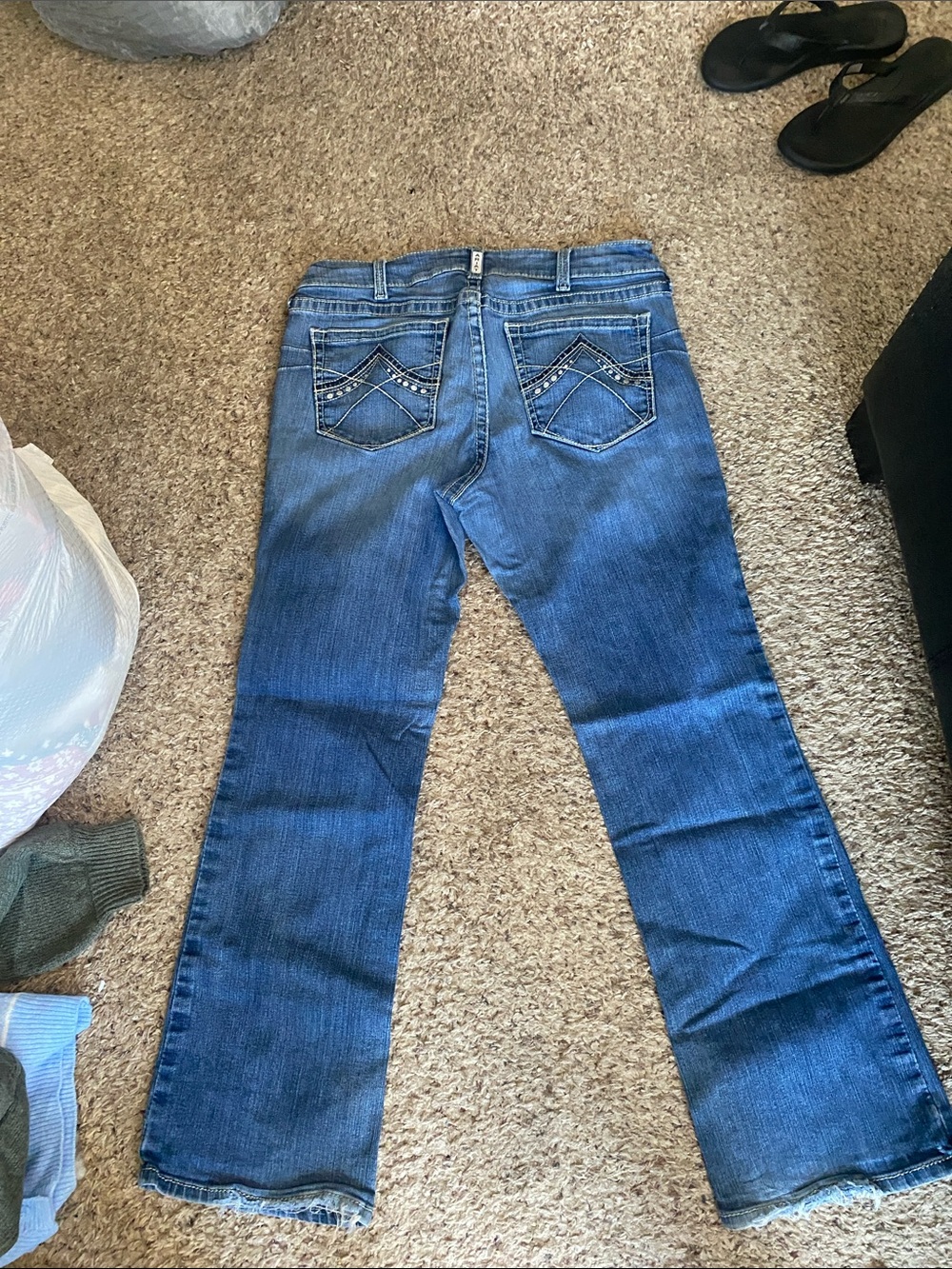 Ariat Women's Dark Blue Boot Cut Jeans with Studded Back Pockets